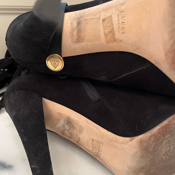 Black suede gucci fringe boots gold bling sz 40 MINT Fabulous for NYE Lifford - Picture 9 of 12